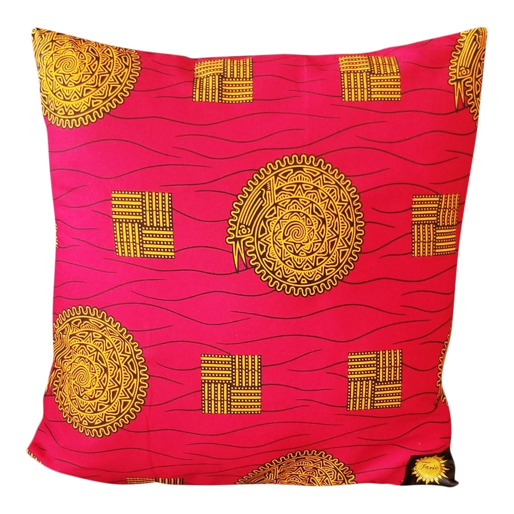 Vibrant Pink and Gold Decorative Pillow